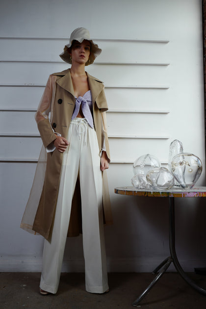 Trench Coat with Organza Back