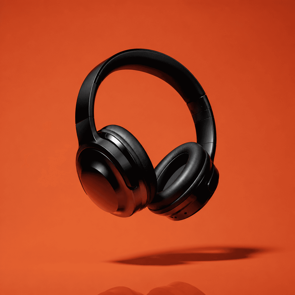 Electronics campaign visual with wireless headphones
