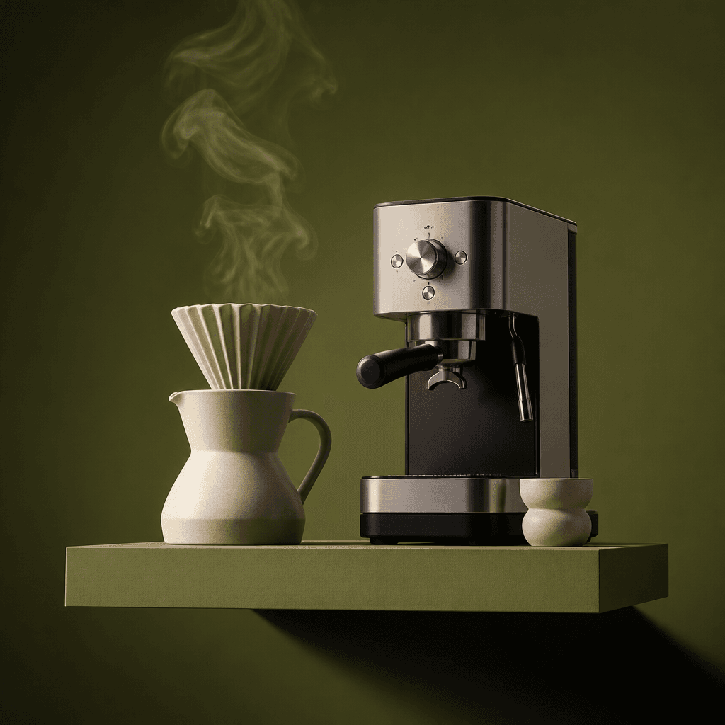 Home goods campaign visual with a coffee set