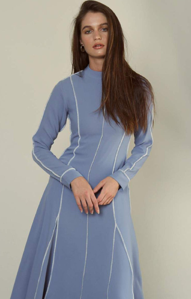 Blue Crepe Midi dress