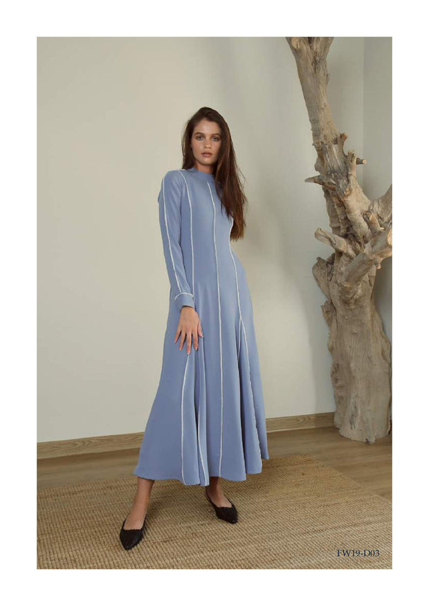 Blue Crepe Midi dress