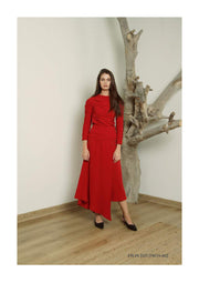 Ruby Red Crepe Midi dress
