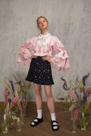 Floral-Jacquard Mini Baby-Doll Skirt
