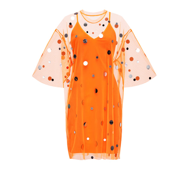 T-Shirt Dress Mirror Splash Neon Orange
