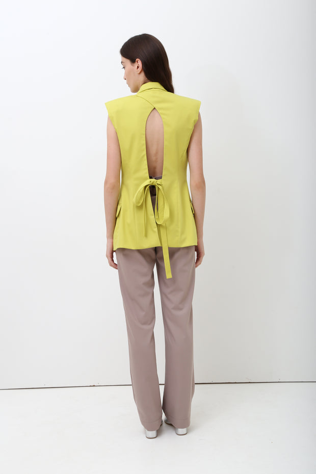 Open Back Sleeveless Blazer