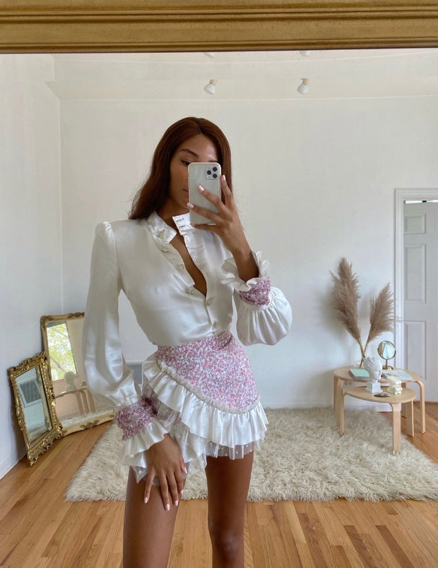 Charlotte Blouse with Lace Mini Skirt