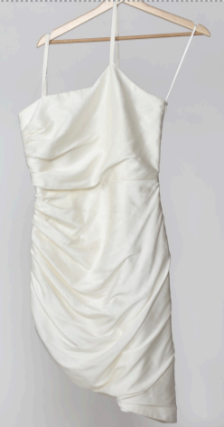 JY006 white India silk draped dress