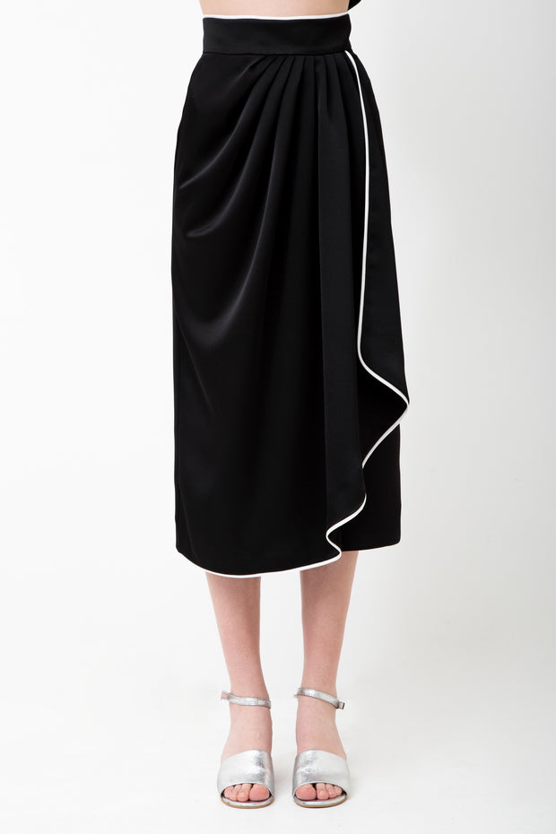 Black Layered Midi Skirt
