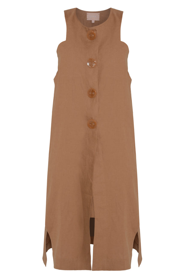 Brown Linen Double Dress