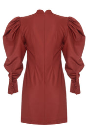 Burgundy Puff Sleeve Dress