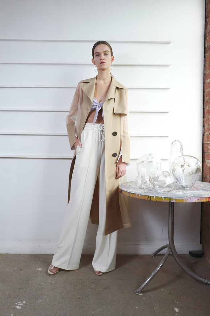 Trench Coat with Organza Back